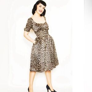 RARE Spectacular Bernie Dexter Princess Leopard Print Pinup Retro Swing Party Dr